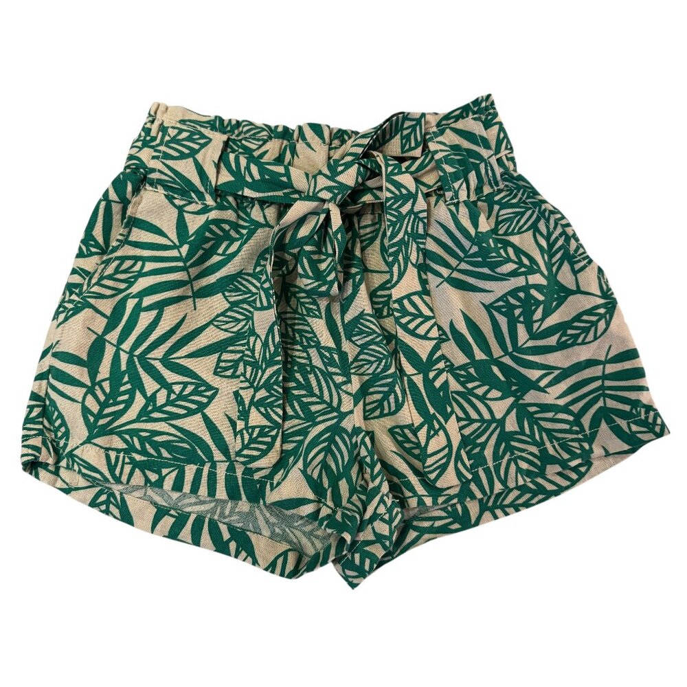 CALI 1850 Los Angeles 50700-LNN282 Green & White Tropical Print Shorts Size XS - Picture 2 of 7